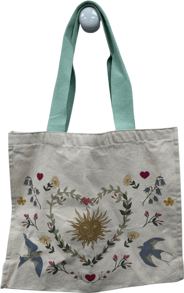 Nobody's Child Cream X Elizabeth Scarlett Floral Large Canvas Tote Bag - Reliked