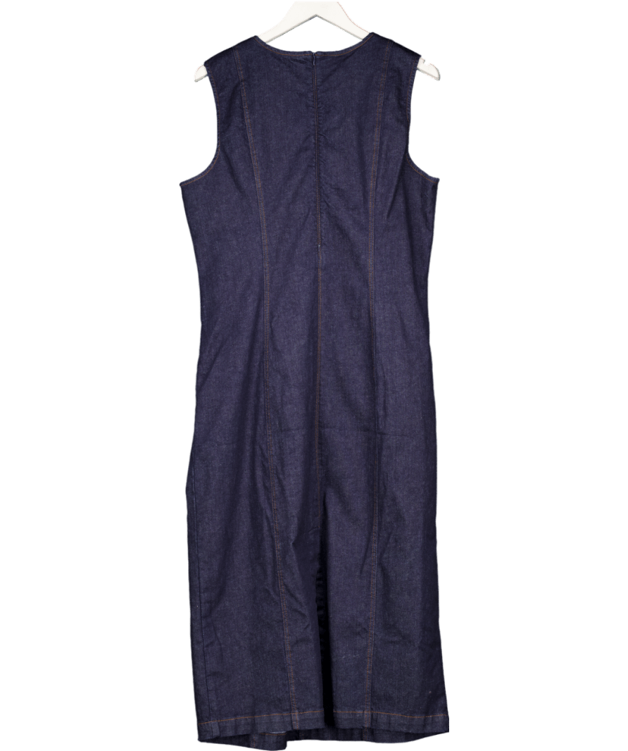 Nobody's Child Dark Blue Denim Sleeveless Stretch Column Midi Dress UK 18 - Reliked