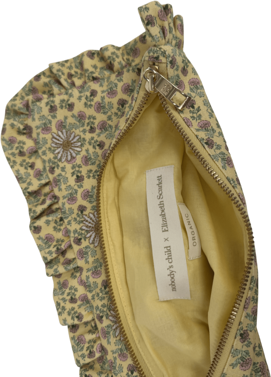 Nobody's Child Elizabeth Scarlett Yellow Floral Daisy Embroidered Frill Pouch - Reliked