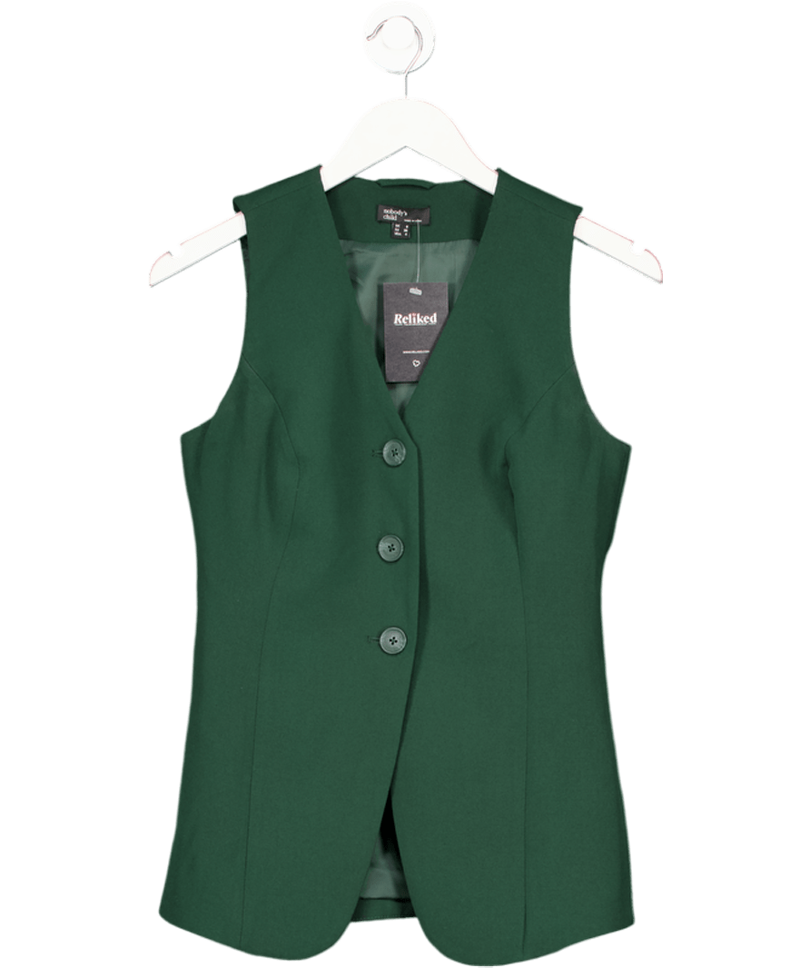 Nobody's Child Forest Green Longline Waistcoat UK 8 - Reliked