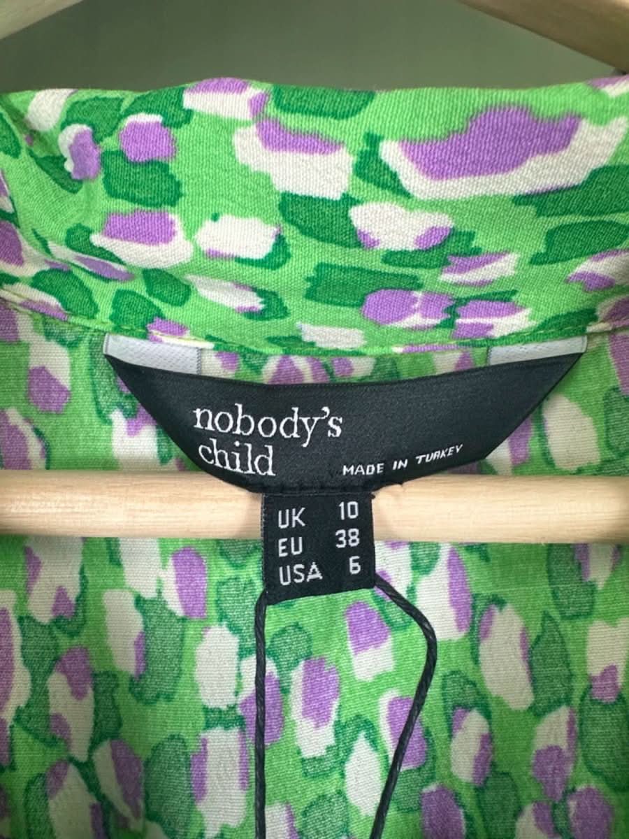 Nobody's Child Green Printed Midi Dress UK 10 - Reliked