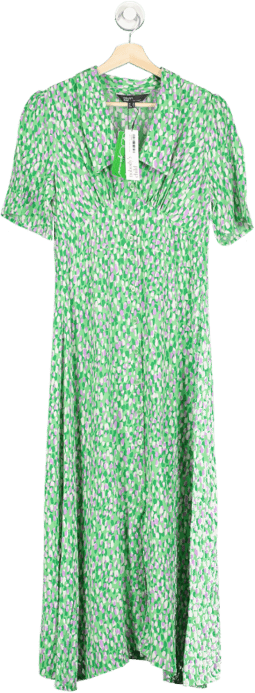 Nobody's Child Green Printed Midi Dress UK 10 - Reliked