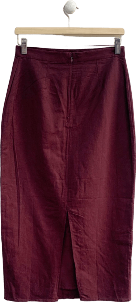 Nobody's Child Maroon Midi Pencil Skirt UK 10 - Reliked