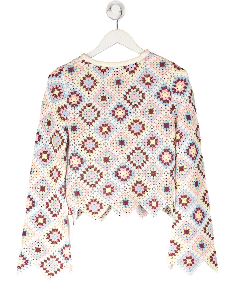 Nobody's Child Multicoloured X Poppy Delevingne Multicolour Crochet Juno Top UK S - Reliked