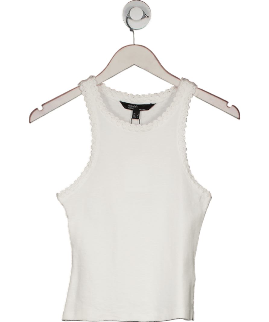 Nobody's Child White Crochet Trim Racer Vest Top UK 6 - Reliked