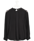NONOO NEW YORK Black 100% Silk Sheer Long Sleeve Top UK 6 - Reliked