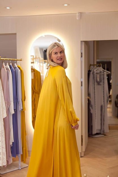 Bocan Yellow Nora Long Rayon Button Dress One Size