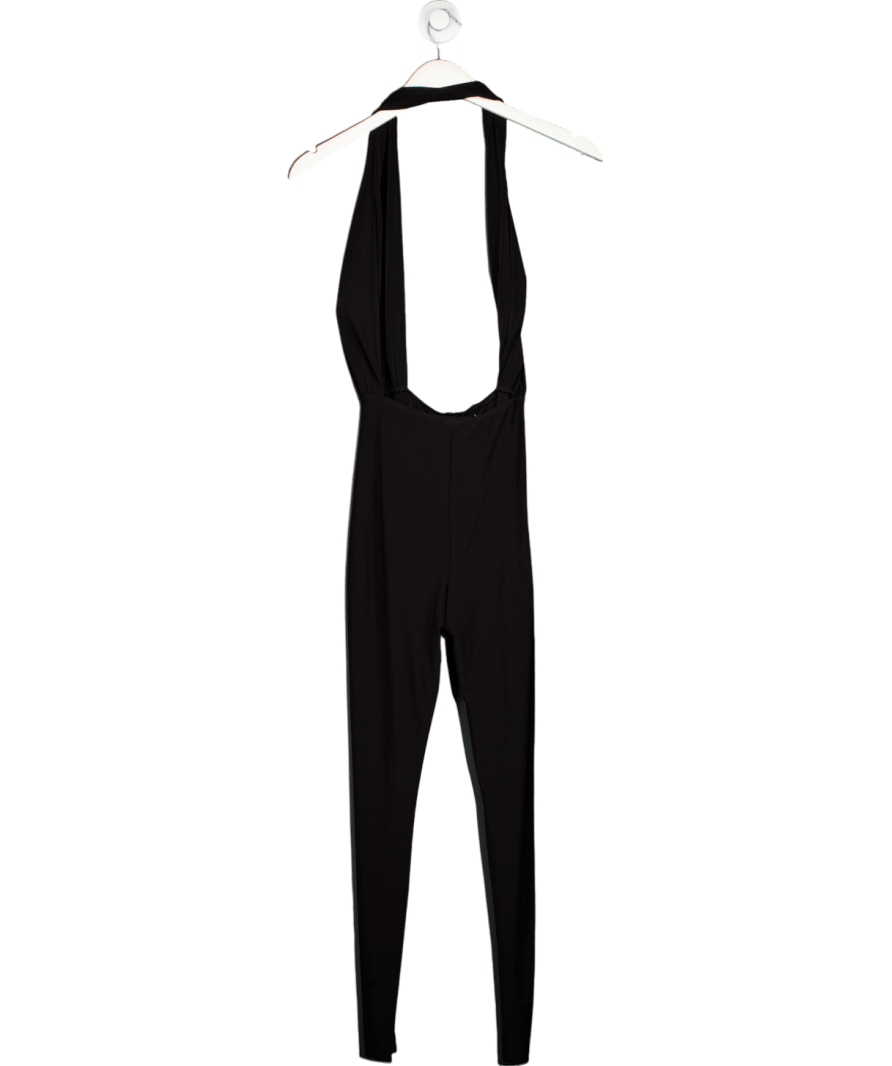 Norma Kamali Black Cross Halterneck Jumpsuit UK S - Reliked