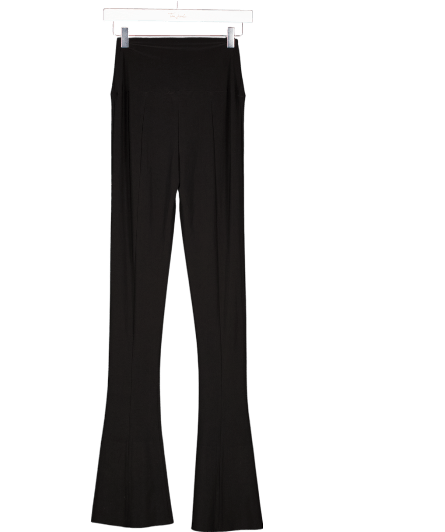 Norma Kamali Black High Waisted Jersey Slit Flare Leggings UK XS - Reliked