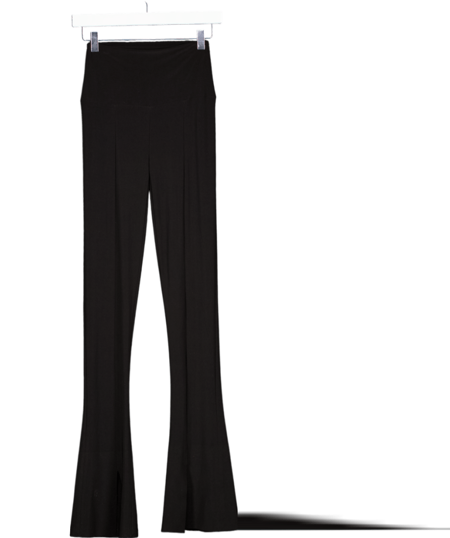 Norma Kamali Black High Waisted Jersey Slit Flare Leggings UK XS - Reliked