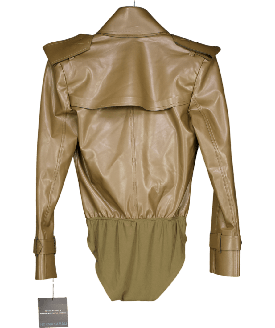 Norma Kamali Brown Double - breasted Bodysuit UK XS - Reliked