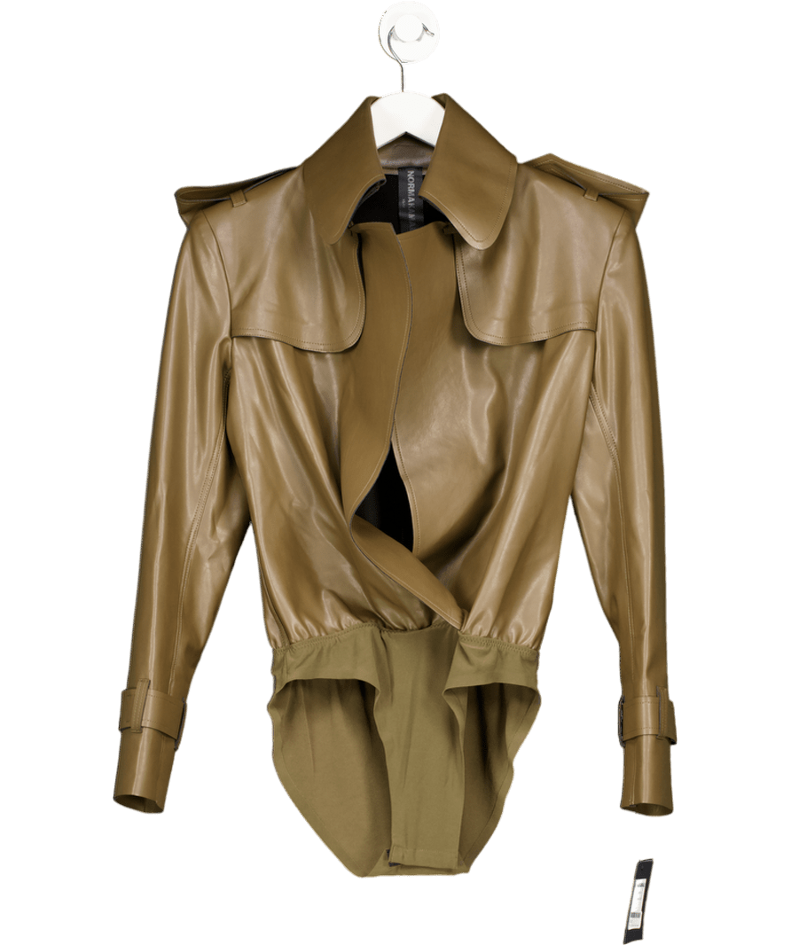 Norma Kamali Brown Double - breasted Bodysuit UK XS - Reliked