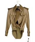 Norma Kamali Brown Double - breasted Bodysuit UK XS - Reliked