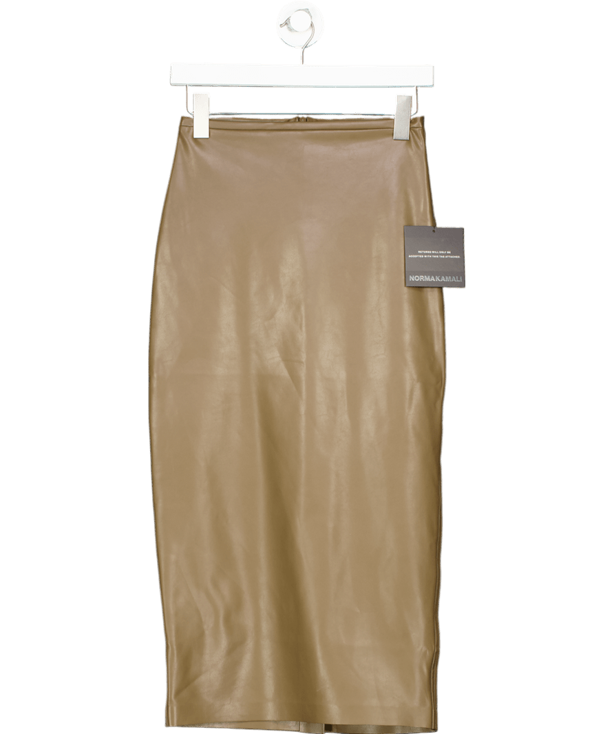 Norma Kamali Brown High - rise Midi Skirt UK XS - Reliked