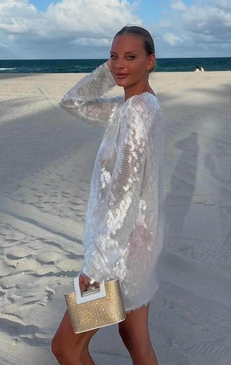 Norma Kamali White Sequined Minidress UK XS - Reliked