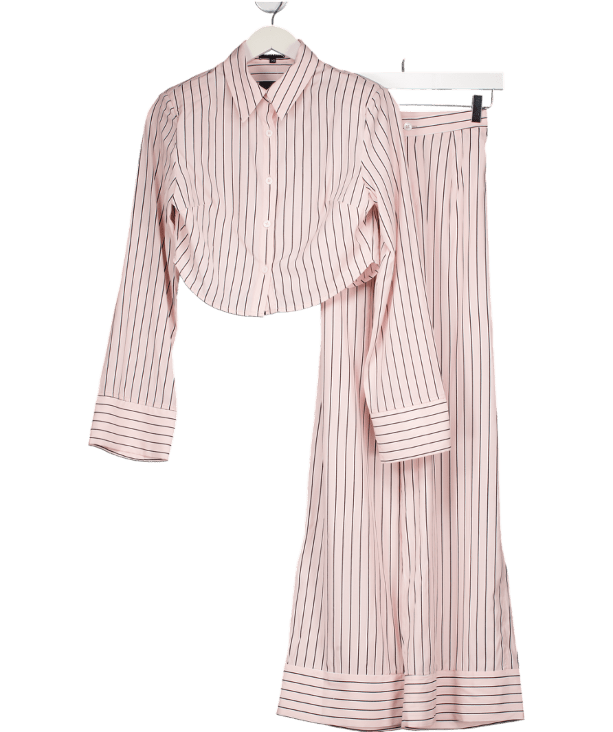 Noughts & Kisses 2 - piece Pink Striped Ana Shirt And Lima Trouser Set UK XS - Reliked