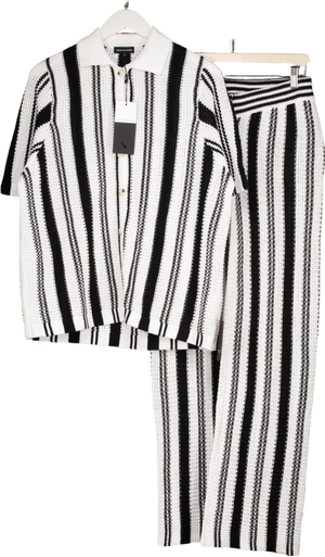 Noughts & Kisses Black / White Striped Crochet Shirt Uk S And Trousers UK XS