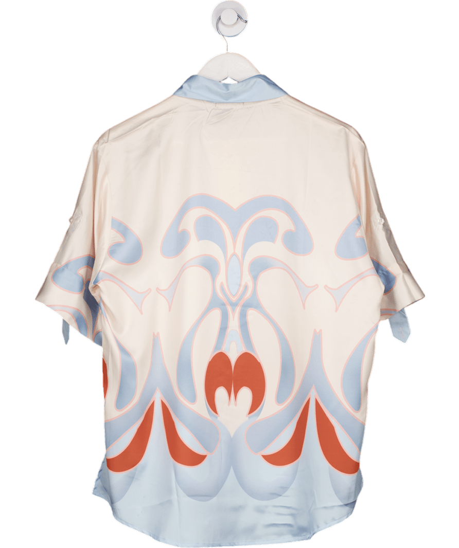 Noughts & Kisses Blue Coconut Drift Printed Sarin Shirt UK XS/S - Reliked