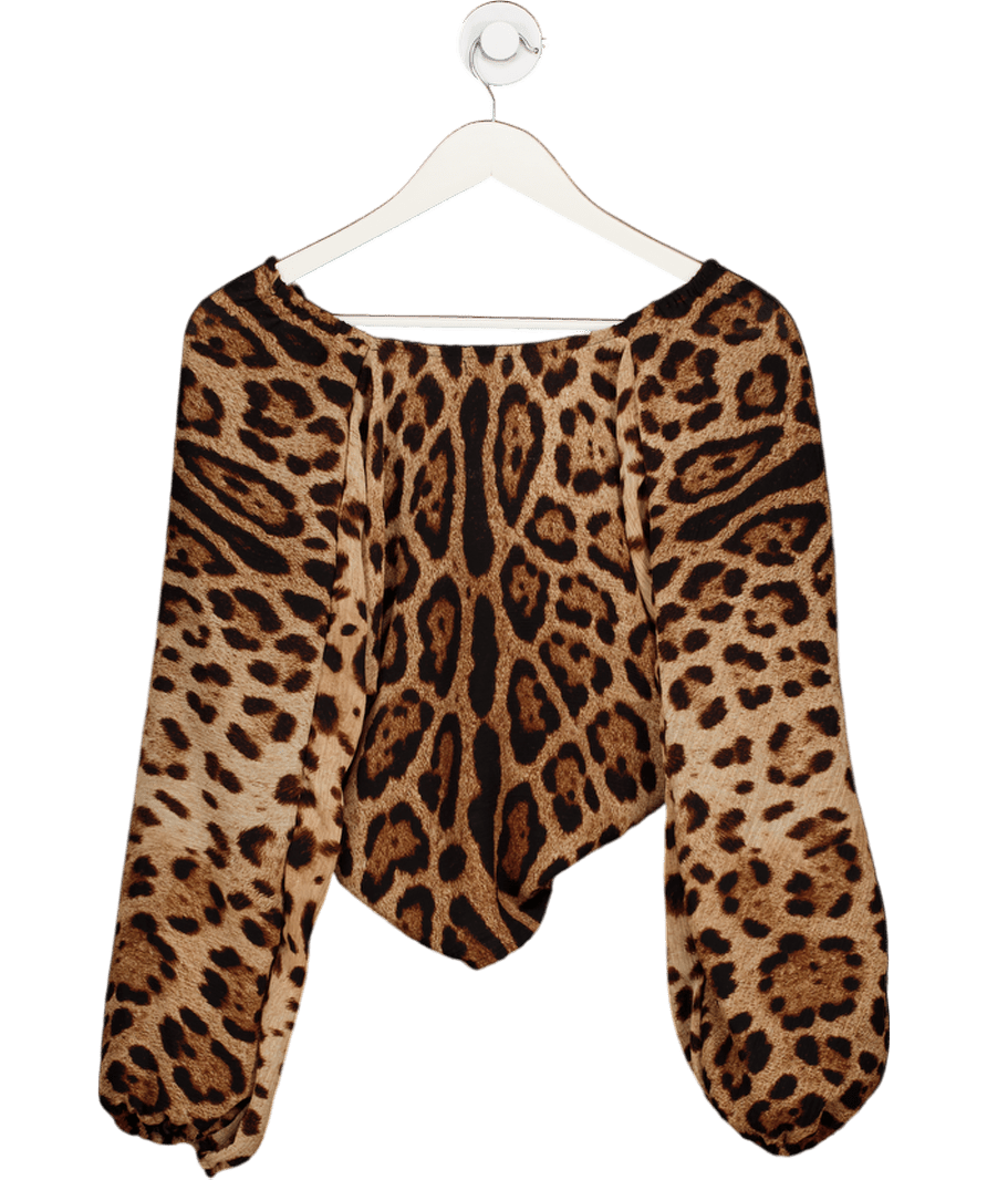 Noughts & Kisses Brown Leopard Luxe tie front Top UK XS/S - Reliked