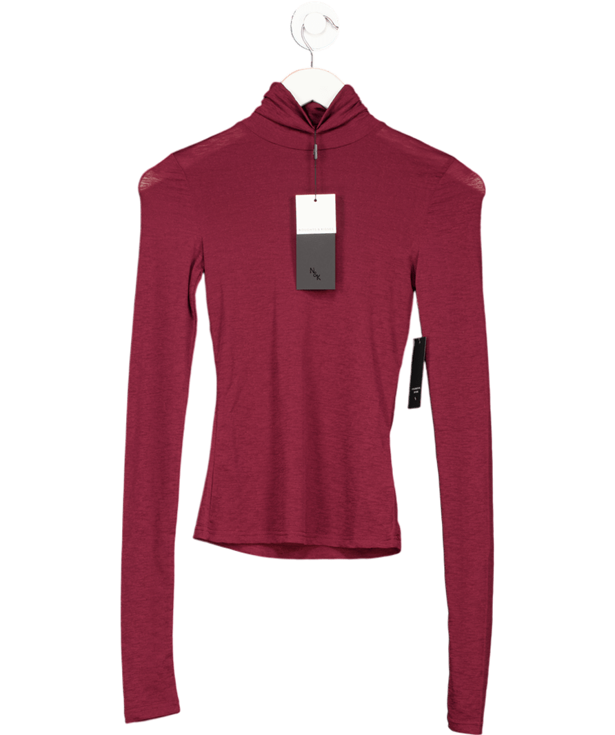 Noughts & Kisses Red Gina Fine Knit High Neck Top UK XS - Reliked
