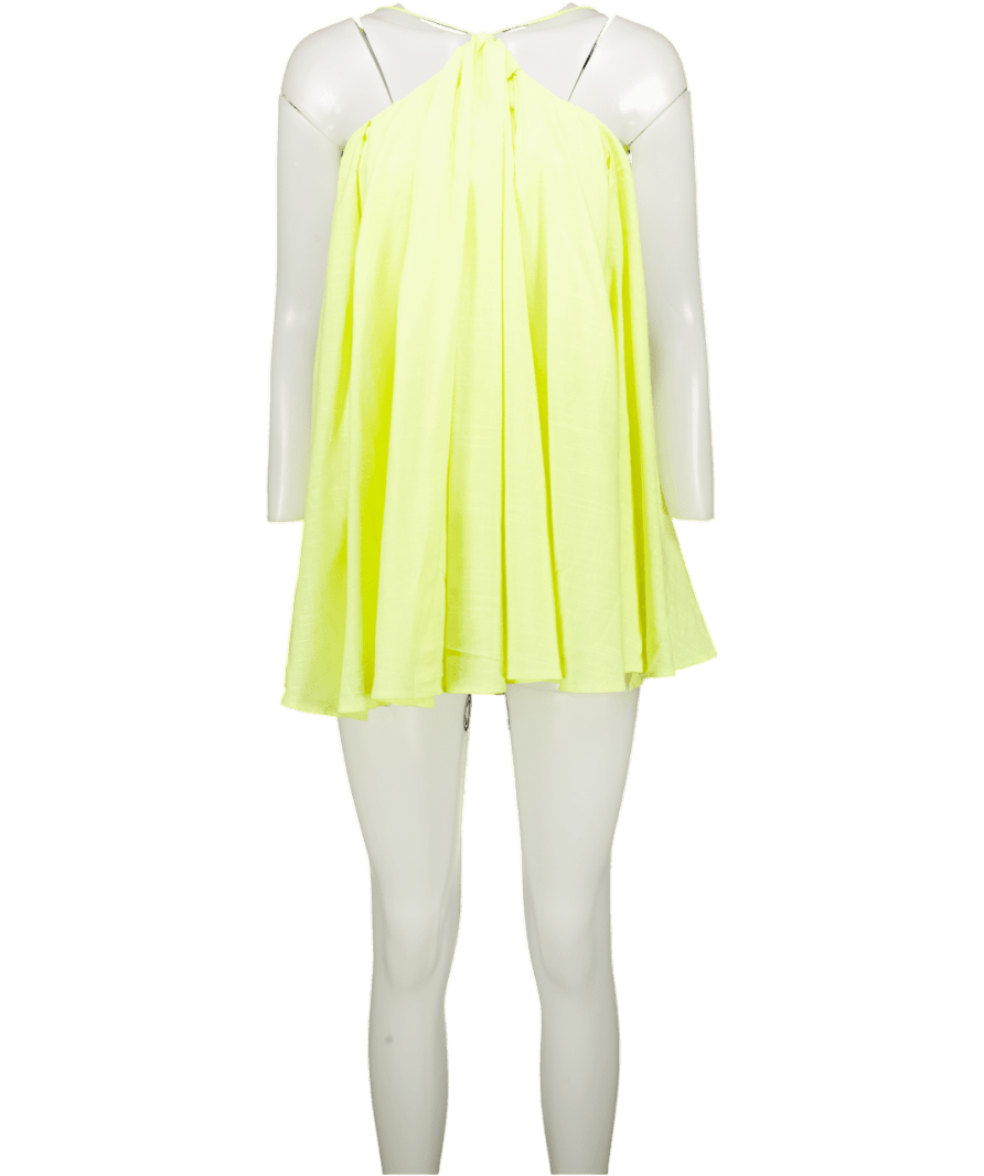 Noughts & Kisses Valencia Yellow Linen Halter Dress UK XS - Reliked