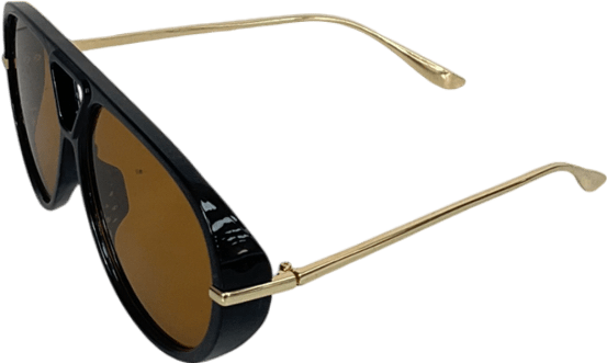 Noughts & Kisses Yellow Dallas Black & Brown Oversized Aviator Sunglasses One Size - Reliked