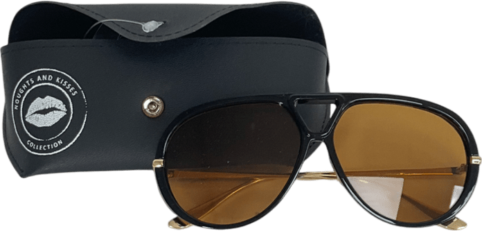 Noughts & Kisses Yellow Dallas Black & Brown Oversized Aviator Sunglasses One Size - Reliked