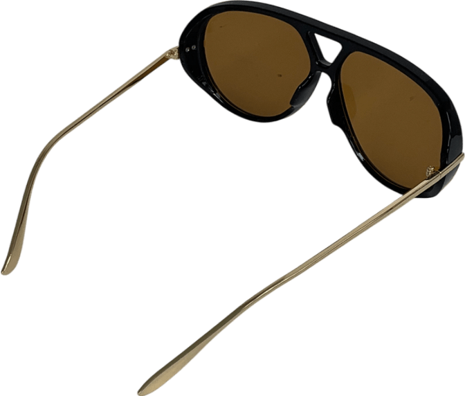 Noughts & Kisses Yellow Dallas Black & Brown Oversized Aviator Sunglasses One Size - Reliked