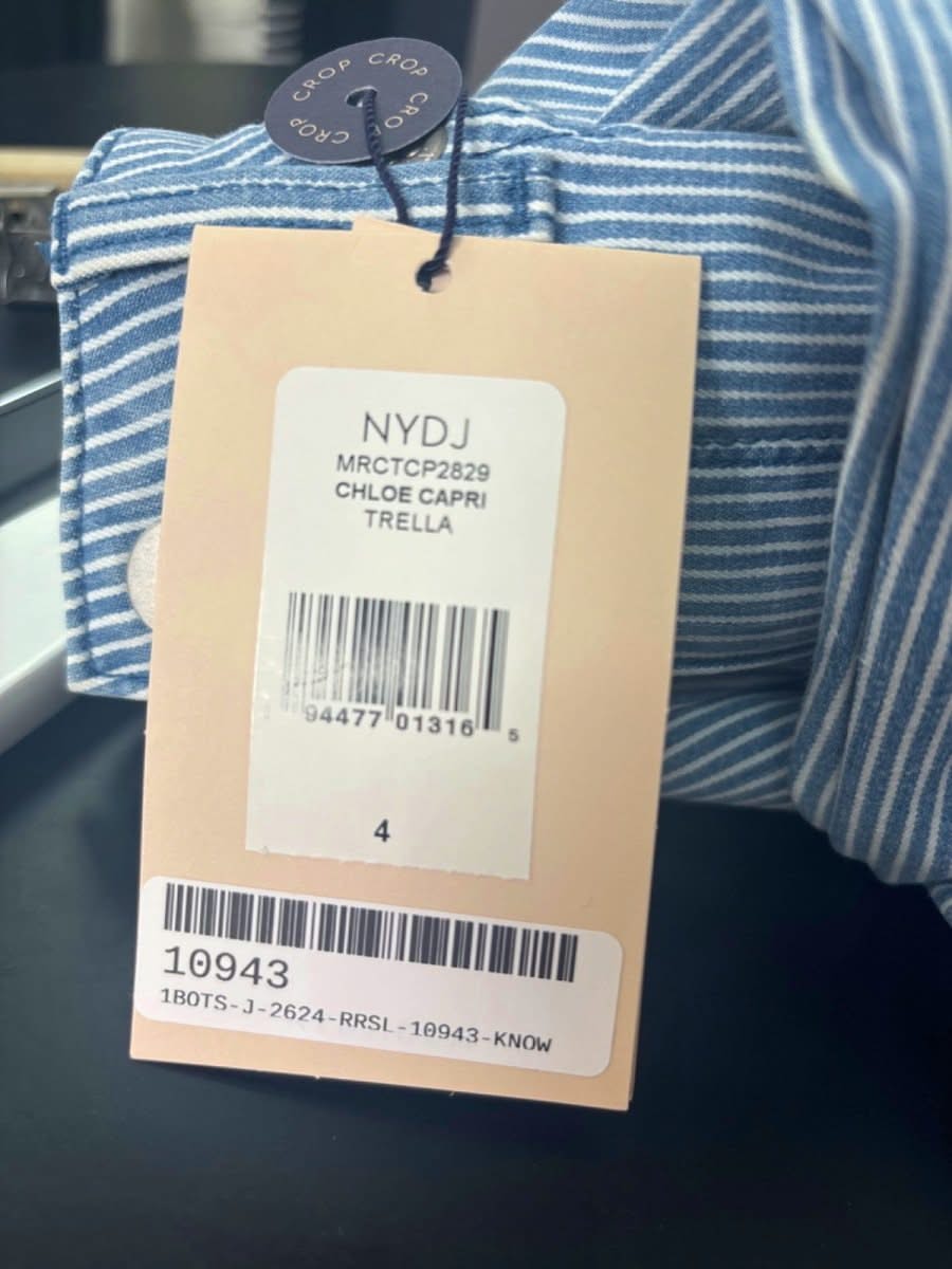 NYDJ Blue Striped Chloe Crop Trella Jeans UK 8 - Reliked