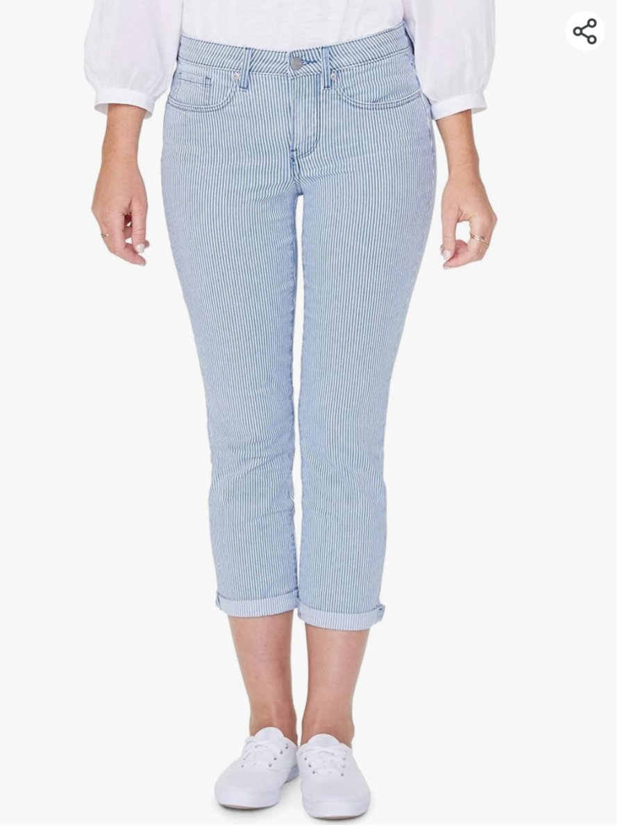 NYDJ Blue Striped Chloe Crop Trella Jeans UK 8 - Reliked