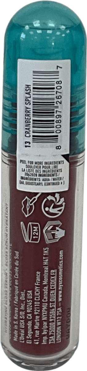 NYX Lip Iv Hydrating Gloss Stain Cranberry Splash 5ml - Reliked