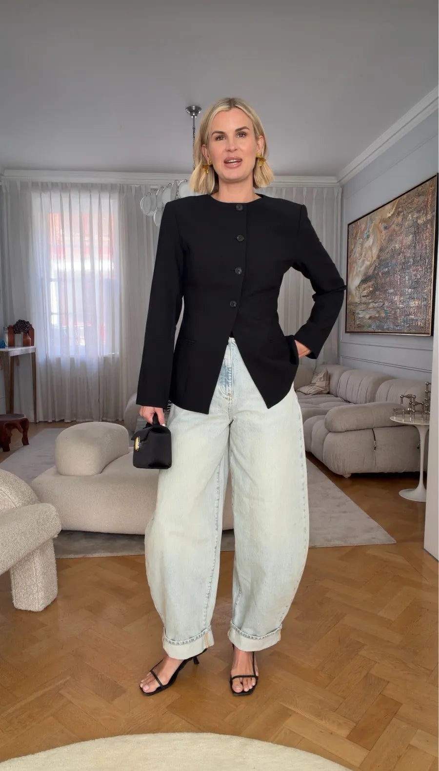 ALIGNE Black Daphne Waisted Blazer UK 10