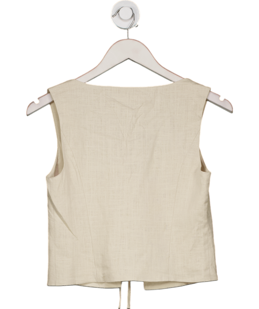 Oak + Fort Beige Front Tie Vest UK XS - Reliked