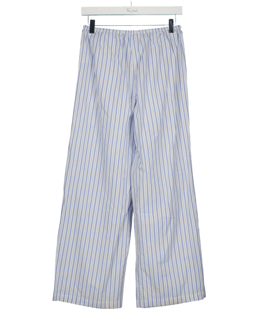 Oak + Fort Blue Striped Cotton Poplin Pajama Style Pant UK XS - Reliked