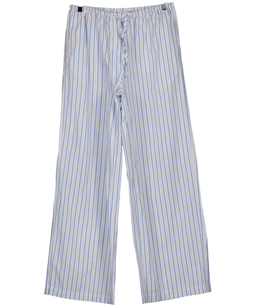 Oak + Fort Blue Striped Cotton Poplin Pajama Style Pant UK XS - Reliked