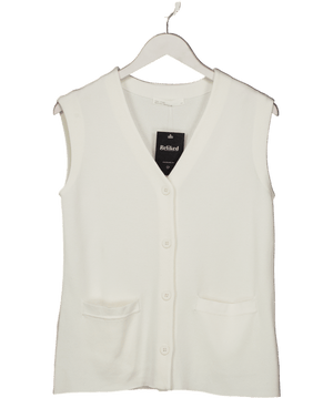 Oak + Fort White Button Front Sweater Vest UK S