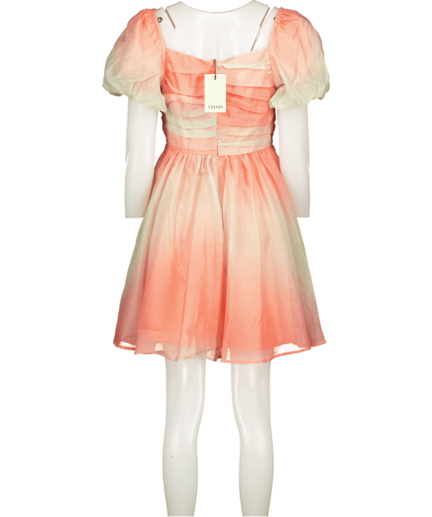Oasis Apricot Ombre Ruched Detail Organza Skater Dress UK 12 - Reliked
