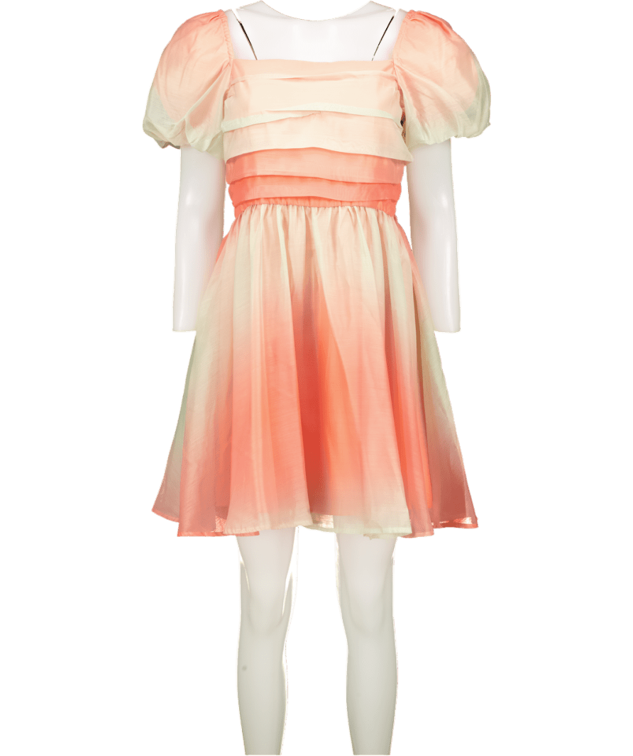 Oasis Apricot Ombre Ruched Detail Organza Skater Dress UK 12 - Reliked