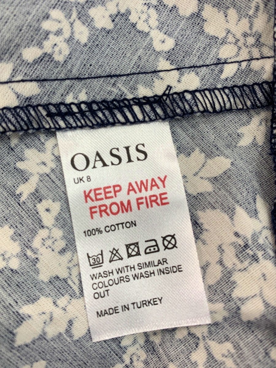 Oasis Blue Floral A - line Dress UK 8 - Reliked
