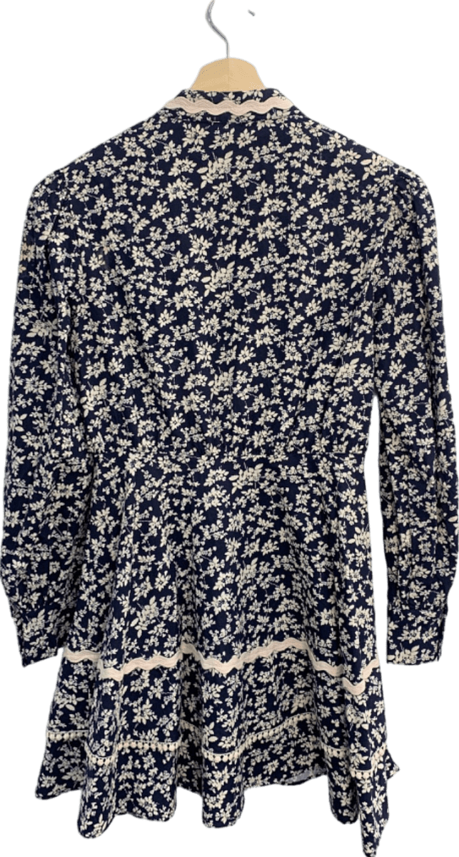 Oasis Blue Floral A - line Dress UK 8 - Reliked