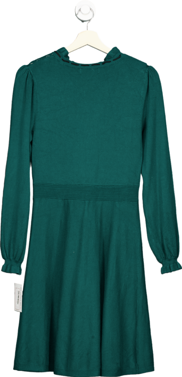 Oasis Green Ruffled Knit Dress UK S - Reliked