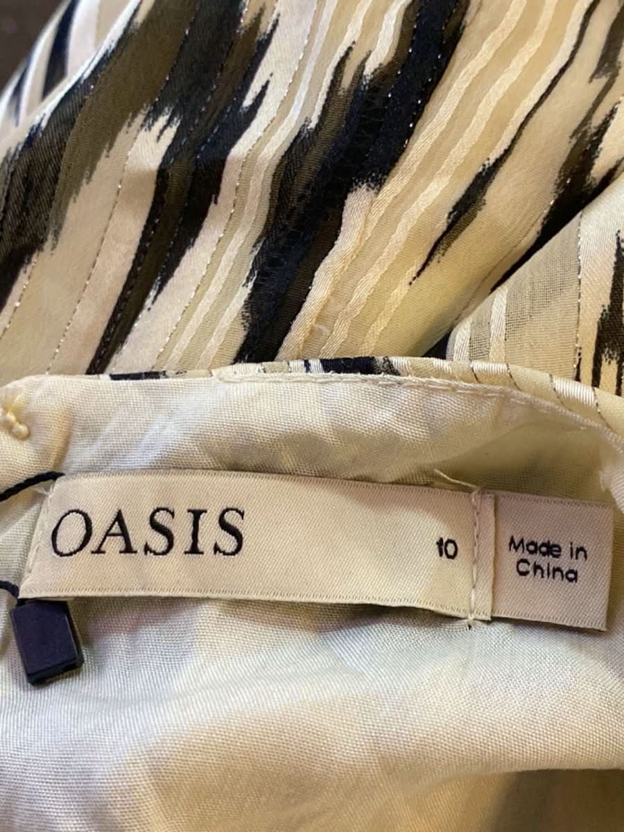 OASIS Ivory Kat Jacquard Print Long Sleeve Top UK 10 - Reliked