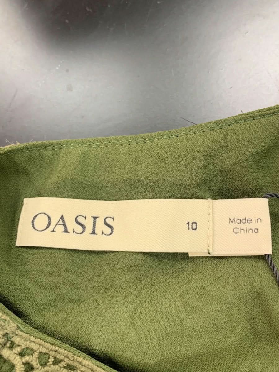 Oasis Khaki Floral Printed Ossby Chiffon Midi Dress UK 10 - Reliked