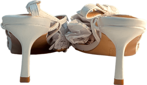 Oasis White Mindy Faux Leather Plaited Kitten Heeled Sling Back Sandals UK 7 EU 40 👠 - Reliked