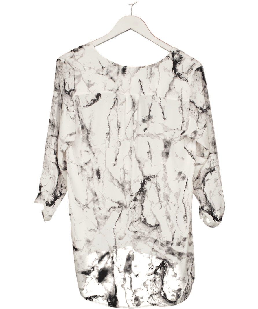 Octavia Hix White Marble Effect Blouse UK S - Reliked