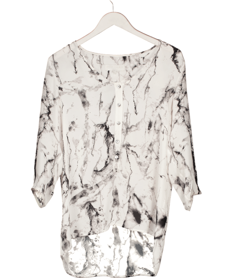 Octavia Hix White Marble Effect Blouse UK S - Reliked