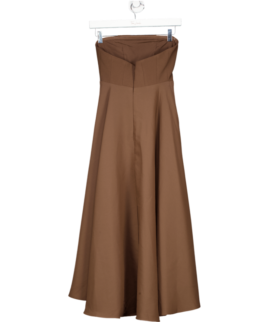Oddmuse Brown Ultimate Muse Strapless Midi Dress UK XS - Reliked