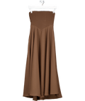 Oddmuse Brown Ultimate Muse Strapless Midi Dress UK XS - Reliked