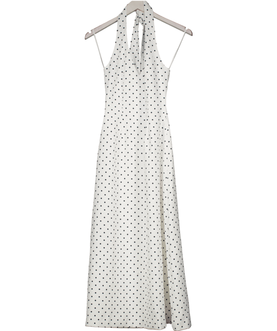 OddMuse White / Black Polk Dot Volume Midi Dress UK XXS - Reliked