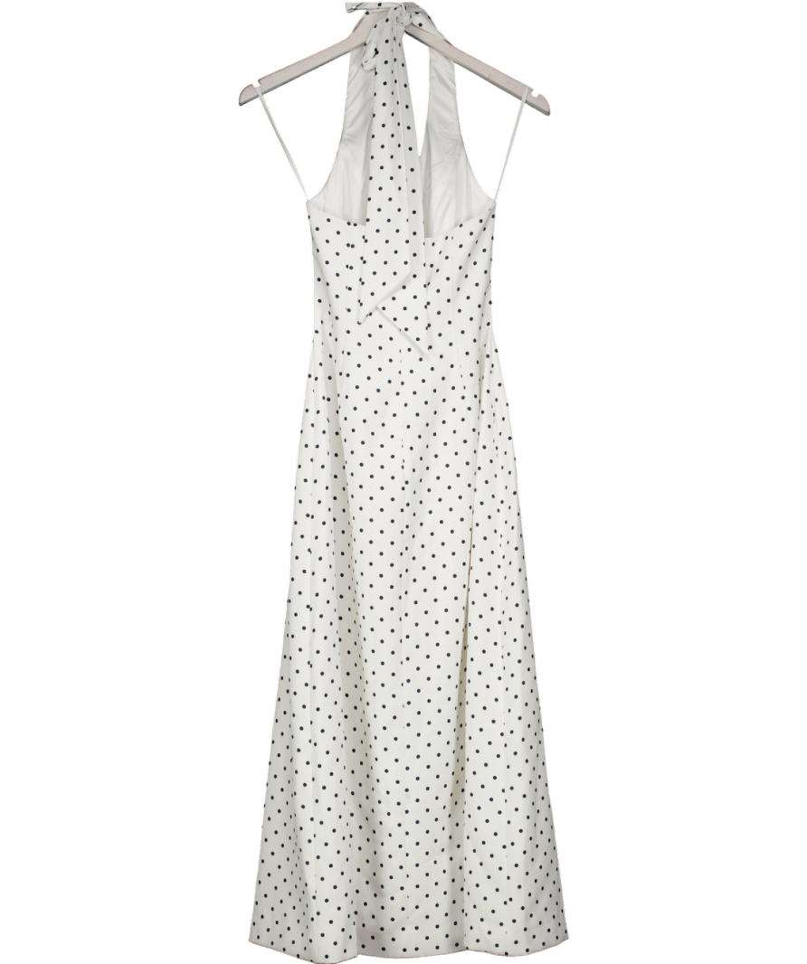 OddMuse White / Black Polk Dot Volume Midi Dress UK XXS - Reliked